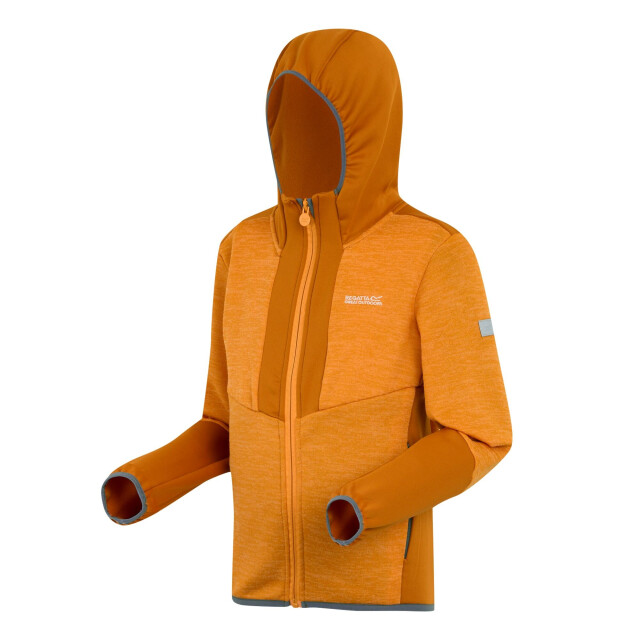 Regatta Kinder/kids dissolver x fleece full zip hoodie UTRG12008_brightmarigoldstormyweather large