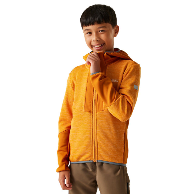 Regatta Kinder/kids dissolver x fleece full zip hoodie UTRG12008_brightmarigoldstormyweather large