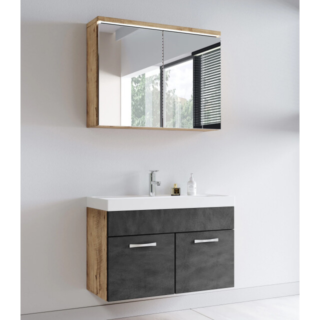 Badplaats Badkamermeubel set paso 02 80 x 40 cm kastanje eiken met donker 3181090 large