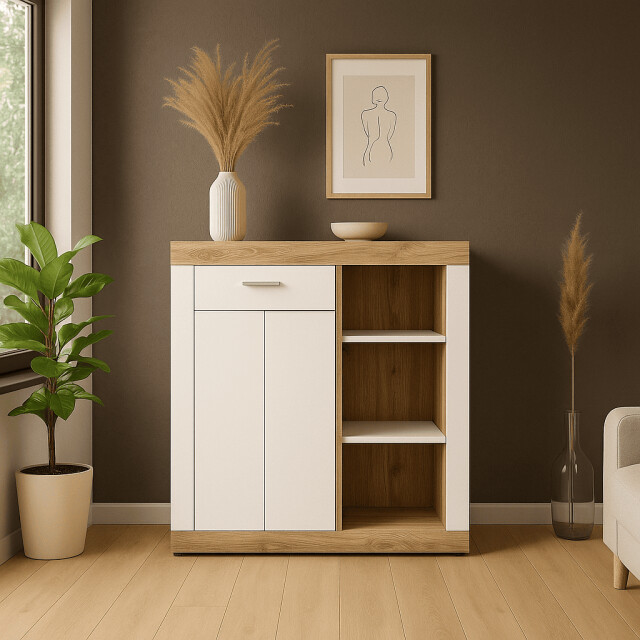CaliCosy Hoge kast met 1 deur en 3 nissen h104 cm laredo 2951202 large