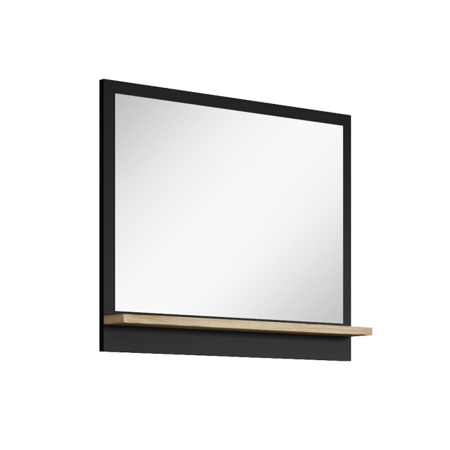Badplaats Spiegel adam 60 cm zwart met eiken badkamerspiegel met planchet 3195971 large