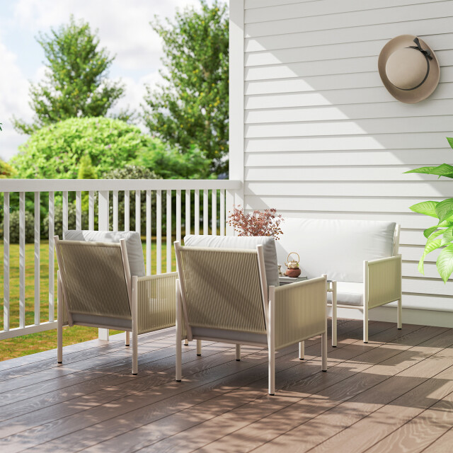 4goodz Tuinmeubelset 4-delig met salontafel bank en 2 stoelen zand/ 3196065 large