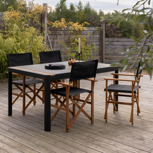 Nest Outdoor Alba inklapbare houten tuinstoel zwart met armleuningen 2617994 large