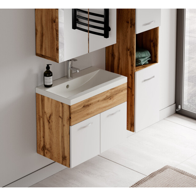 Badplaats Badkamermeubel set montreal 01 60 cm eiken met hooogglans wit - 3196061 large