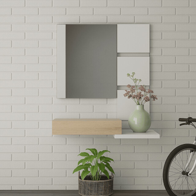 CaliCosy Hangende console met 1 lade en 1 spiegel l75 cm tekkan 2982037 large