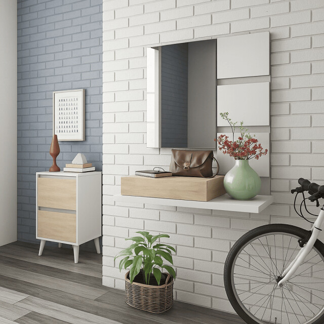 CaliCosy Hangende console met 1 lade en 1 spiegel l75 cm tekkan 2982037 large