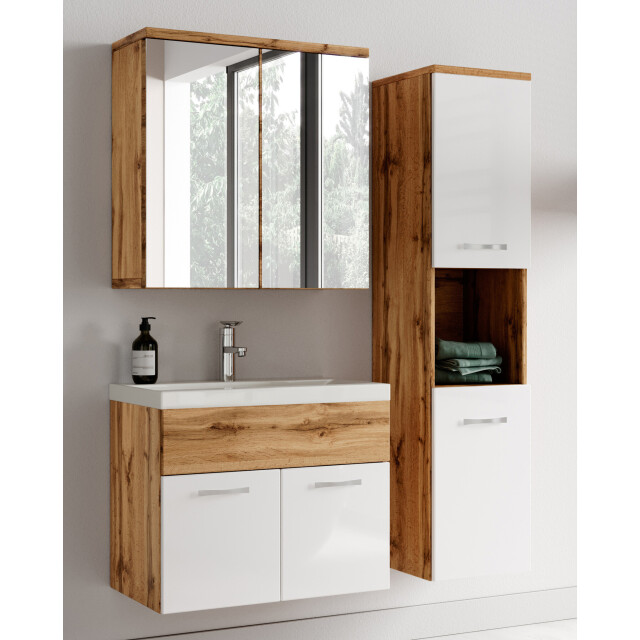 Badplaats Badkamermeubel set montreal 01 60 cm eiken met hooogglans wit - 3196061 large