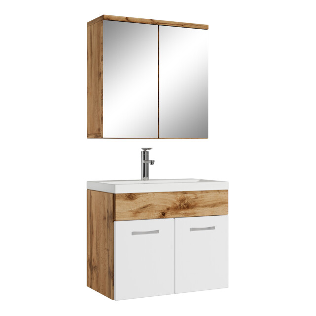 Badplaats Badkamermeubel set montreal 01 60 cm eiken met hooogglans wit - 3196061 large
