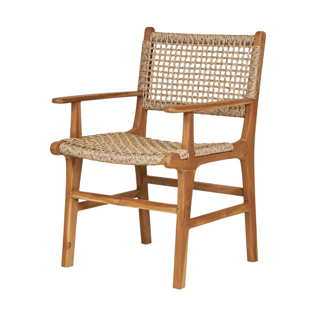 Artichok Elodie houten tuinstoel naturel met rotan met armleuningen 3196182 large