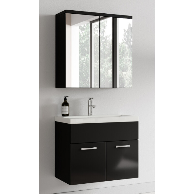 Badplaats Badkamermeubel set montreal 01 60 cm zwart hoogglans badmeubel met 3196062 large