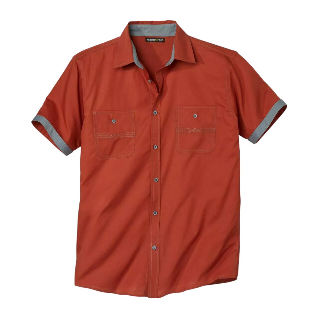 Atlas For Men Heren poplin piloten overhemd UTAF1987_terracottagrey large