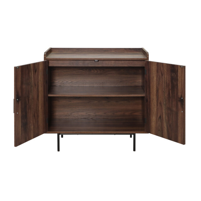 CaliCosy Dressoir met 2 deuren in notenhoutdecor met stoffen fronten l80 cm jetson 3196187 large