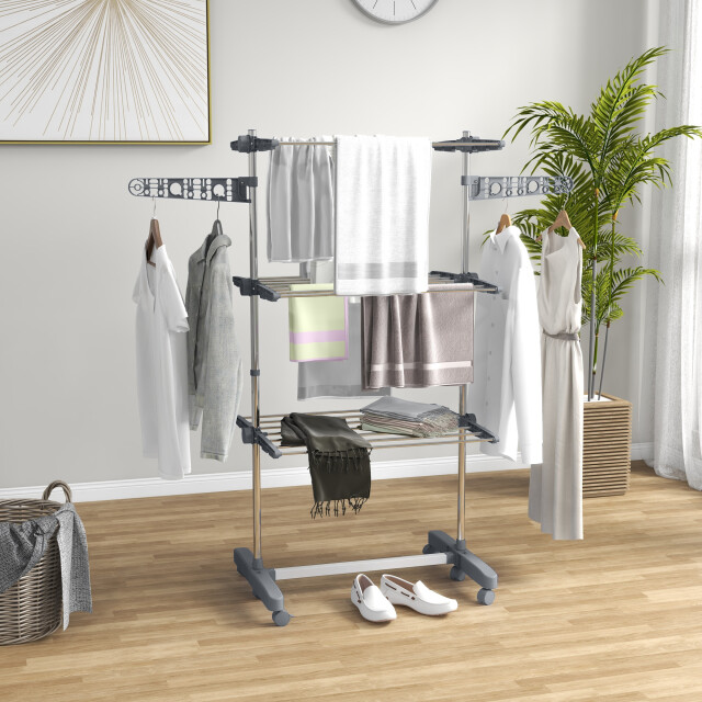 4goodz Opvouwbare verrijdbaar wasrek met 4 niveaus en one-klick-systeem 3181602 large