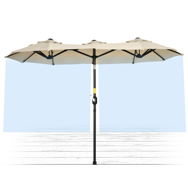 4goodz Outsunny duo-parasol 295x152 cm brede parasol zand 3195561 large
