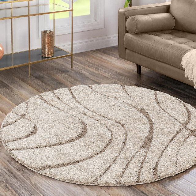 Muratap Luxus shaggy plus hoogpolig vloerkleed skandi design uni effen rond 3046062 large
