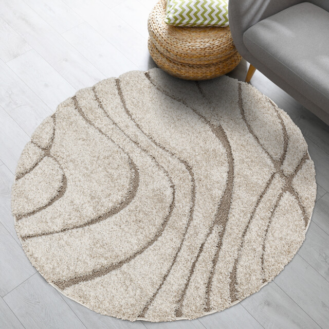 Muratap Luxus shaggy plus hoogpolig vloerkleed skandi design uni effen rond 3046061 large