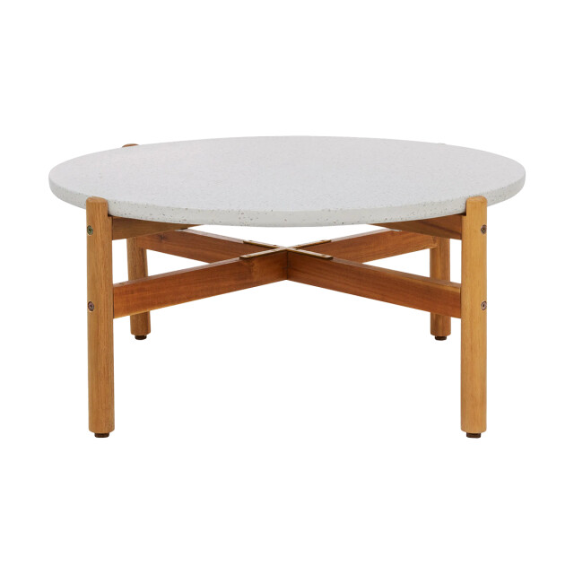 Artichok Teresa houten tuin salontafel naturel met terazzo blad Ø 85 cm 3196176 large