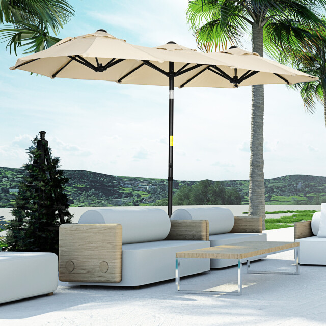 4goodz Outsunny duo-parasol 295x152 cm brede parasol zand 3195561 large