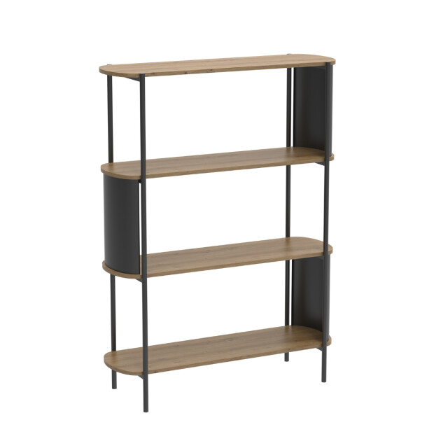 CaliCosy Wandrek met 4 niveaus in houtdecor met zwarte metalen zijkanten h133,5 cm 3196186 large