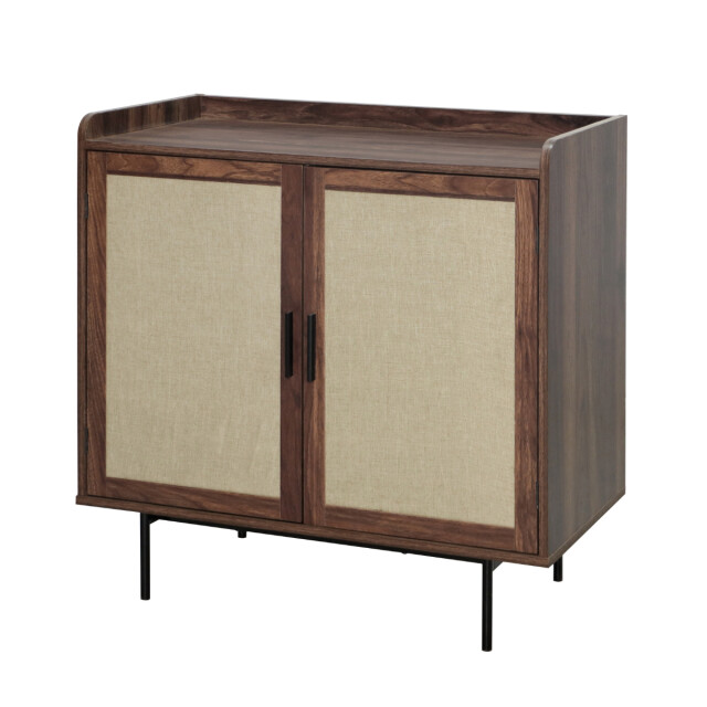 CaliCosy Dressoir met 2 deuren in notenhoutdecor met stoffen fronten l80 cm jetson 3196187 large