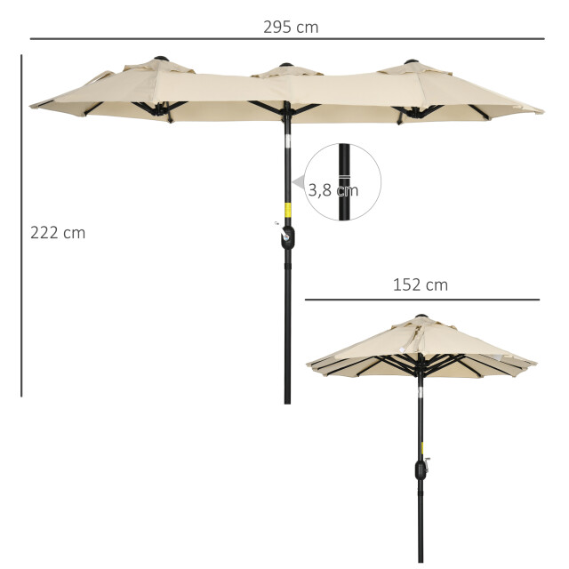 4goodz Outsunny duo-parasol 295x152 cm brede parasol zand 3195561 large