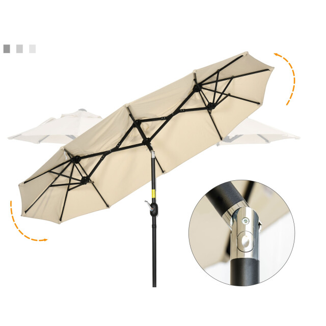 4goodz Outsunny duo-parasol 295x152 cm brede parasol zand 3195561 large