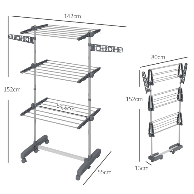 4goodz Opvouwbare verrijdbaar wasrek met 4 niveaus en one-klick-systeem 3181602 large
