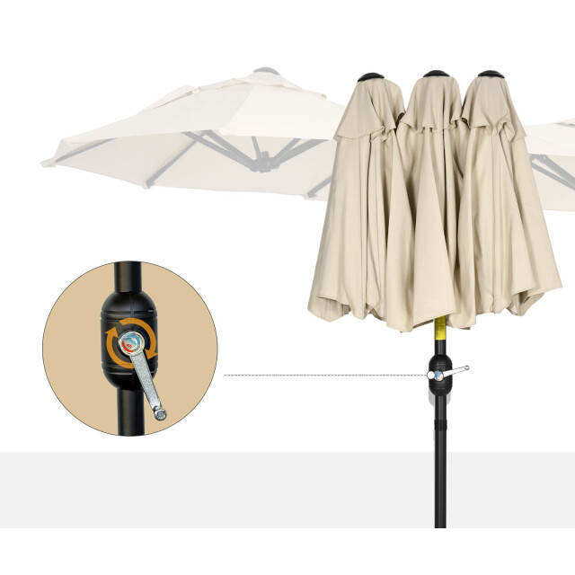 4goodz Outsunny duo-parasol 295x152 cm brede parasol zand 3195561 large