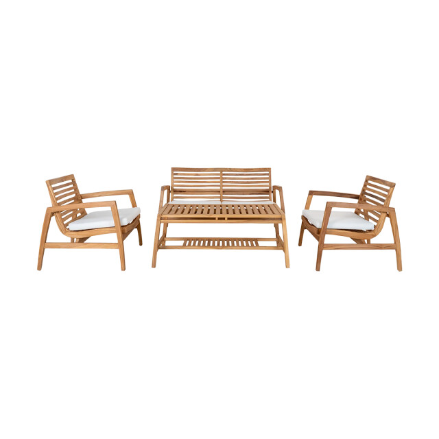 Artichok Tristan houten tuin loungeset naturel 4delig tweezits bank, fauteuils en 3196228 large