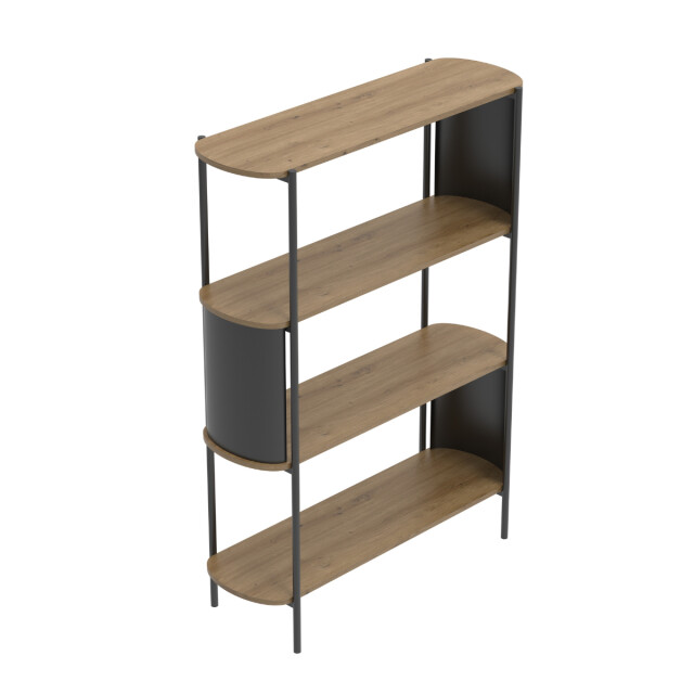 CaliCosy Wandrek met 4 niveaus in houtdecor met zwarte metalen zijkanten h133,5 cm 3196186 large