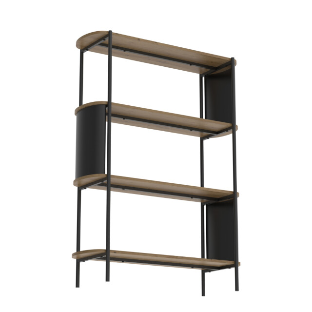 CaliCosy Wandrek met 4 niveaus in houtdecor met zwarte metalen zijkanten h133,5 cm 3196186 large
