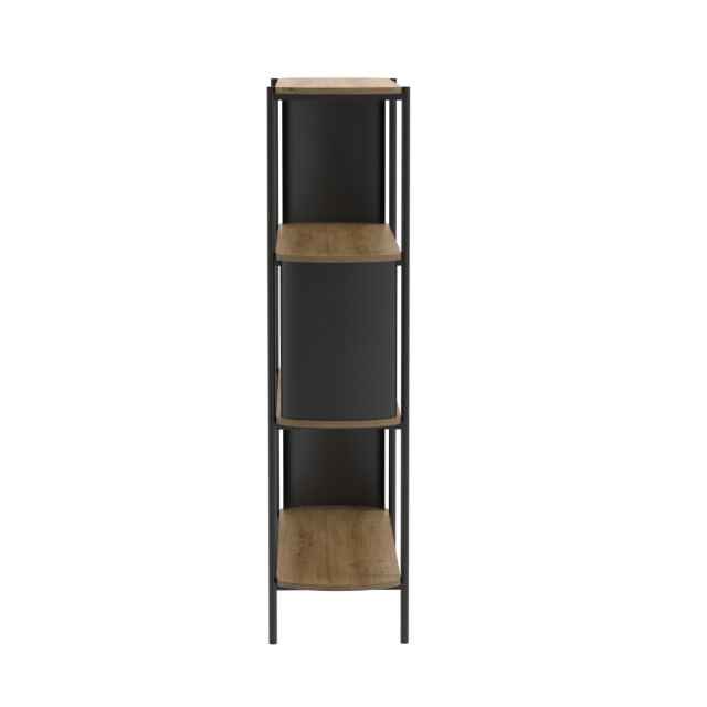 CaliCosy Wandrek met 4 niveaus in houtdecor met zwarte metalen zijkanten h133,5 cm 3196186 large
