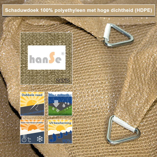 Hanse® Schaduwdoek driehoek 90° waterdoorlatend 4x5x6,8 m 3196339 large
