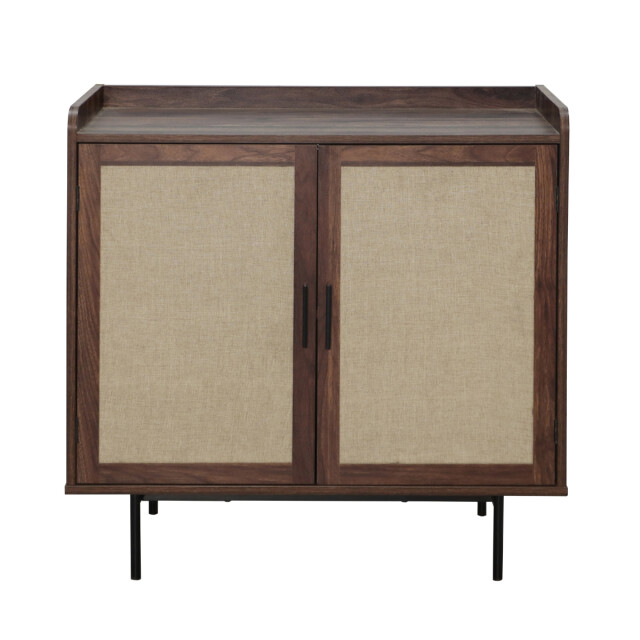 CaliCosy Dressoir met 2 deuren in notenhoutdecor met stoffen fronten l80 cm jetson 3196187 large