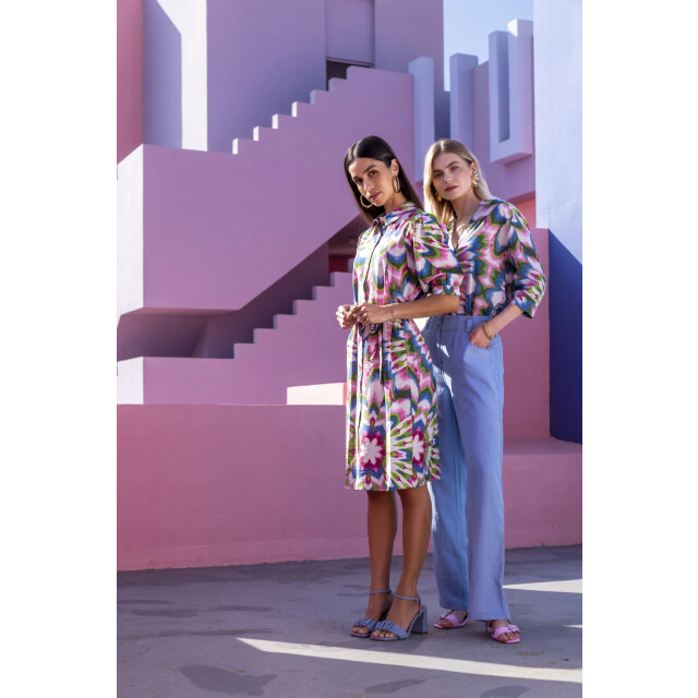 Geisha 57342-20 718 dress ecru/lilac/blue 57342-20 718 large