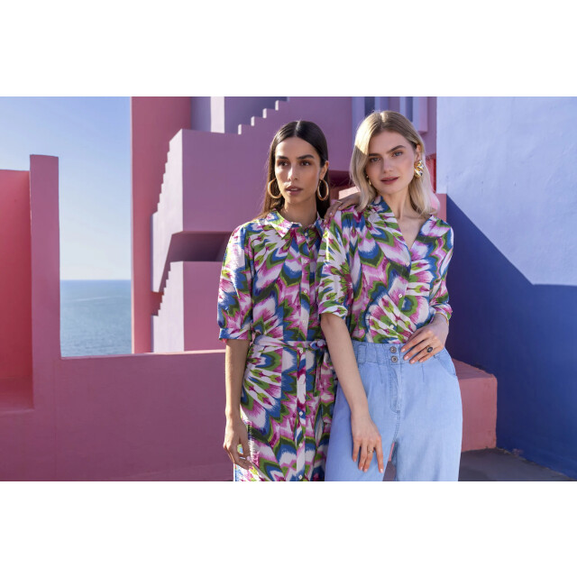 Geisha 57342-20 718 dress ecru/lilac/blue 57342-20 718 large