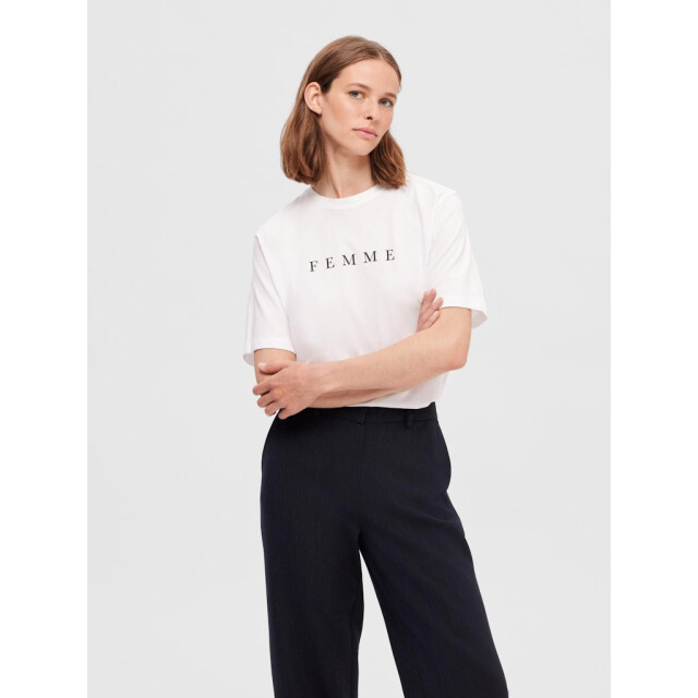 Selected Femme slfvilja ss printed tee w noos 16085609 bright white black 06011.100.0139 large