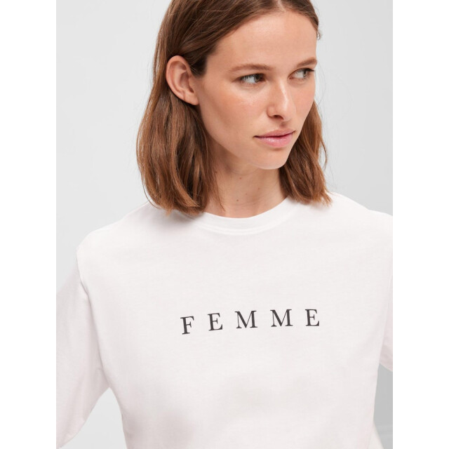 Selected Femme slfvilja ss printed tee w noos 16085609 bright white black 06011.100.0139 large