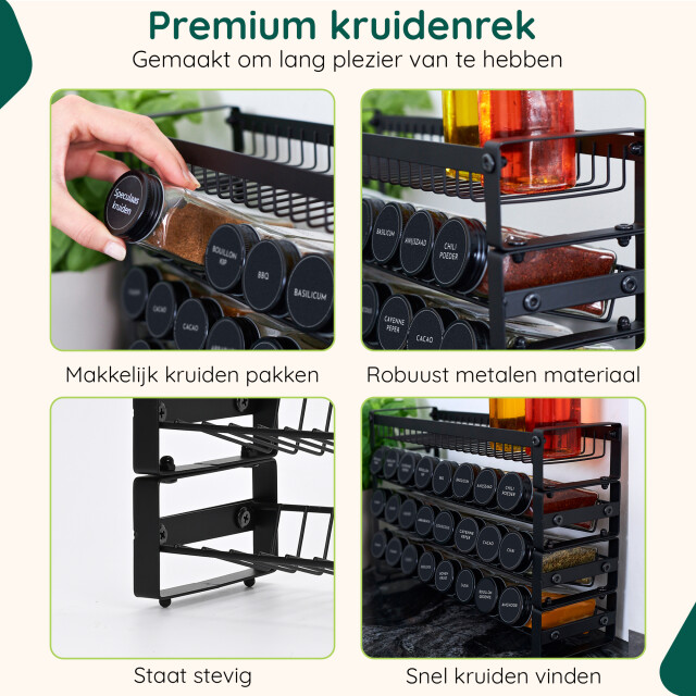 Xivada Kruidenrek oliv staand staal 24 potjes 4 laags - 3193608 large