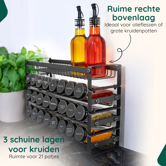 Xivada Kruidenrek oliv staand staal 24 potjes 4 laags - 3193608 large