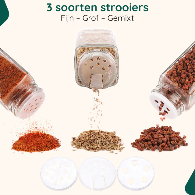 Xivada Glazen kruidenpotjes vierkant stickers - 24 stuks 3193610 large