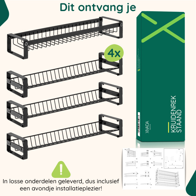 Xivada Kruidenrek oliv staand staal 24 potjes 4 laags - 3193608 large