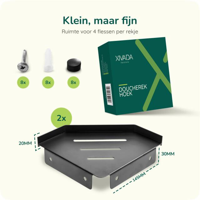 Xivada Doucherek huca hoekrek boren rvs - set van 2 3195467 large