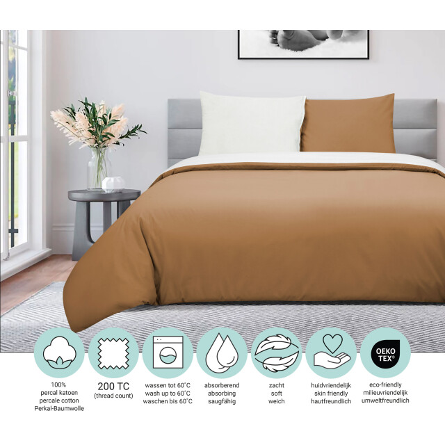 DoubleDry Dekbedovertrek 100% percal katoen eenpersoons 140x200/220 cm + 1 2825982 large
