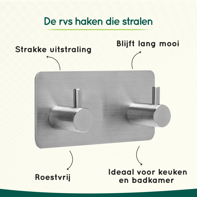 Xivada Handdoekhaken duo rvs plakstrip - 2 in 1 3193565 large