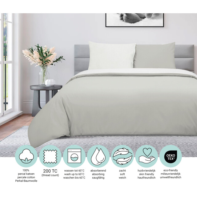 DoubleDry Dekbedovertrek 100% percal katoen eenpersoons 140x200/220 cm + 1 2825980 large