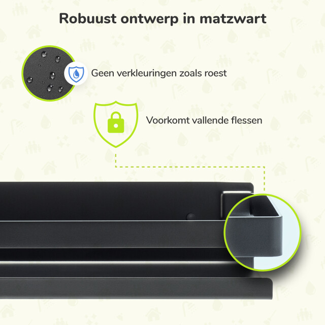 Xivada Doucherek teca boren zelfklevend rvs 30 cm - 3195459 large