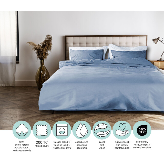 DoubleDry Dekbedovertrek 100% percal katoen eenpersoons 140x200/220 cm + 1 3031626 large