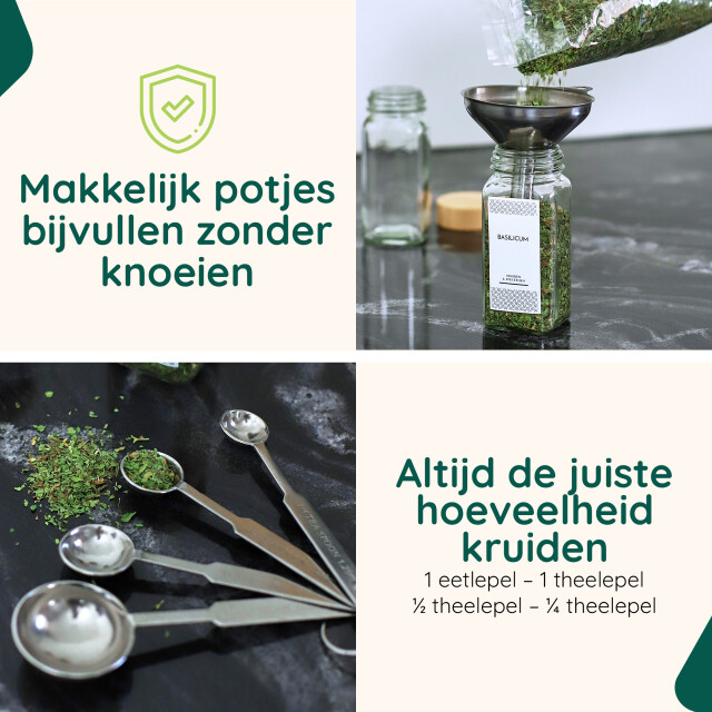 Xivada Glazen kruidenpotjes vierkant stickers bamboe 36 stuks 3193623 large