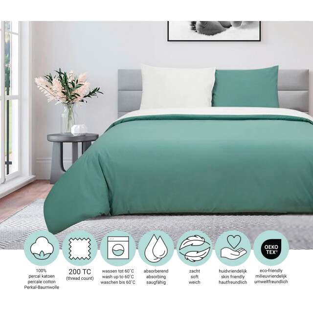 DoubleDry Dekbedovertrek 100% percal katoen eenpersoons 140x200/220 cm + 1 2825984 large